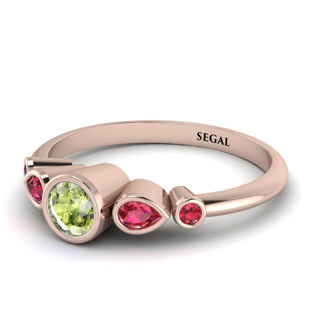 Bezel Symmetrical Peridot Ring - Ivy No. 611